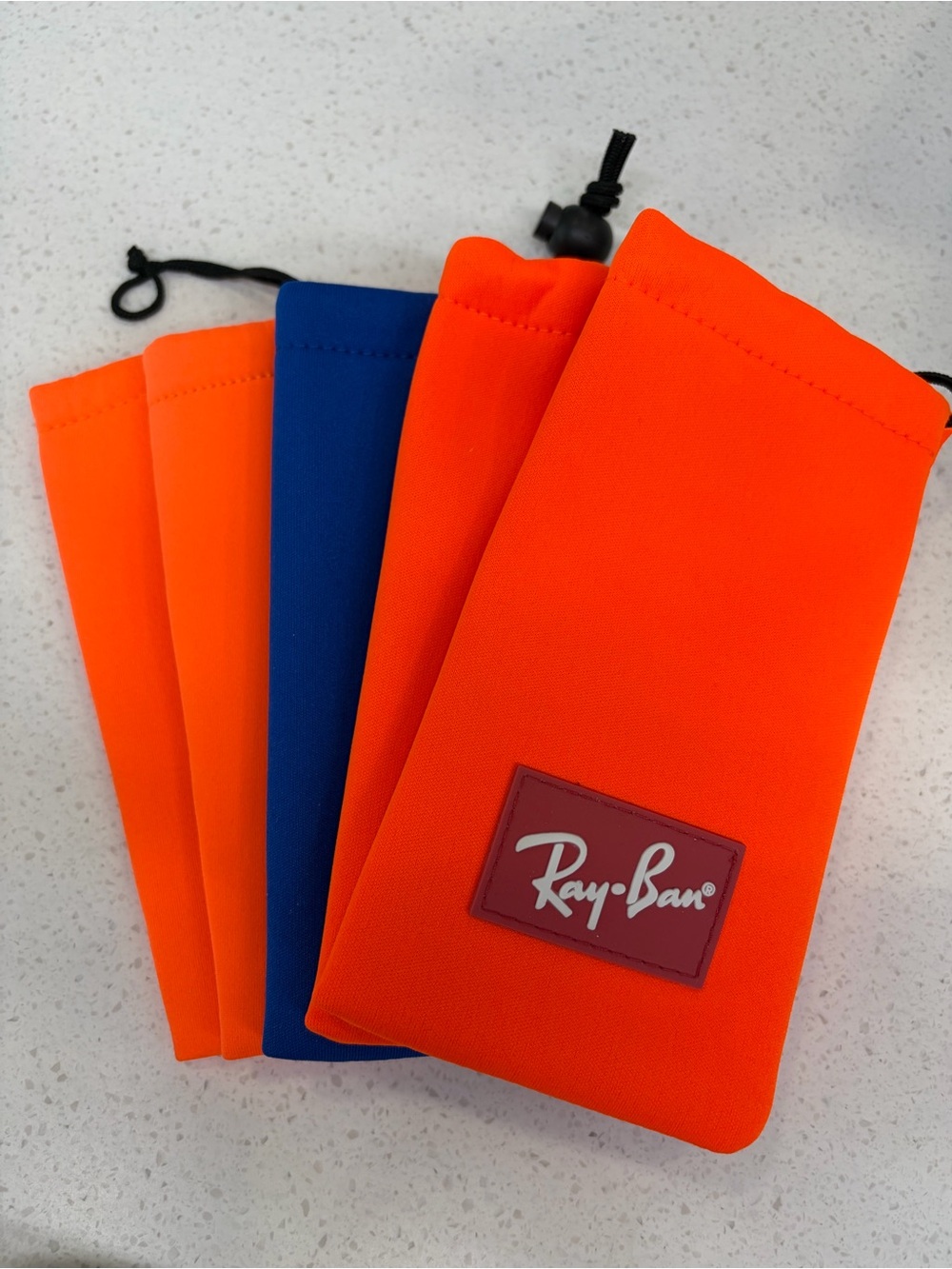 (5) Ray-Ban Portable Drawstring Sunglass/Eyeglass Pouch Cases- Sporty Look NEW